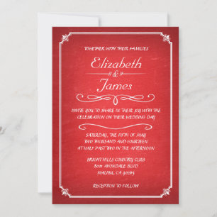 Invitations de mariage Red Vintage Chalkboard