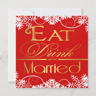 Invitations de mariage Red White & Gold Snowflake