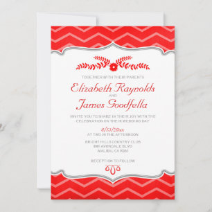 Invitations de mariage Red Zigzag