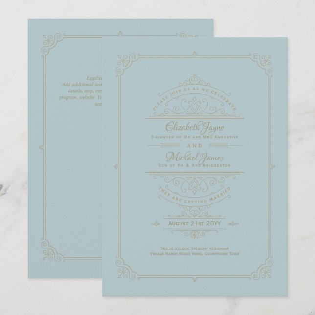 Invitations de mariage Régence Coquille d'oeuf de  (Devant / Derrière)
