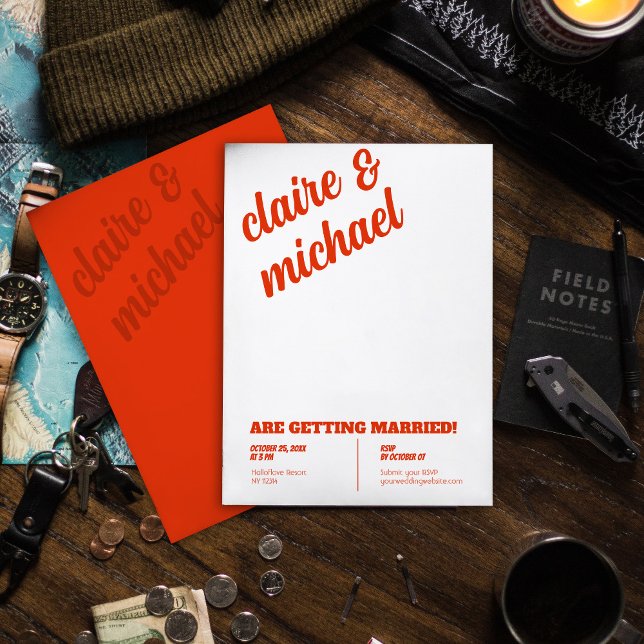 Invitations De Mariage Rétro Chic Minimal (Créateur téléchargé)