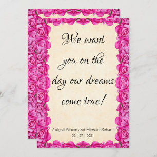Invitations de mariage rêvées avec des roses roses