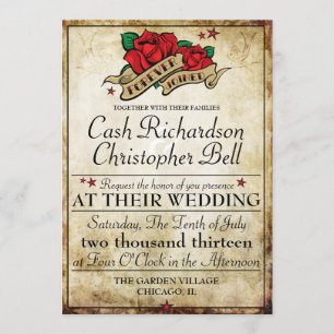Invitations de mariage Rockabilly Tattoo Rose