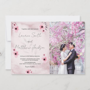 Invitations de mariage rose avec photo