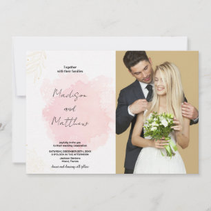 Invitations de mariage rose avec photo
