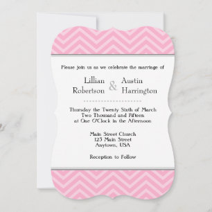 Invitations de mariage rose Chevron