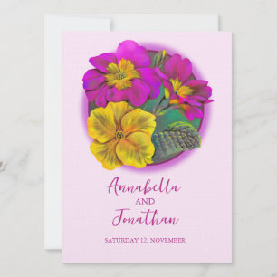 Invitations de mariage rose et jaune primrose