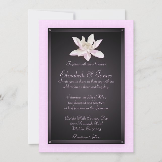 Invitations De Mariage Rose Et Noir (Devant)