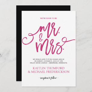 Invitations de mariage rose et noir chaud  Script 