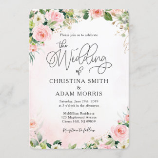 Invitations de mariage rose floral