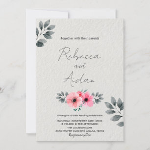 Invitations de mariage rose floral