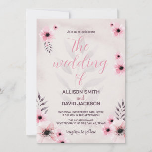 Invitations de mariage rose floral