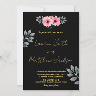 Invitations de mariage rose floral