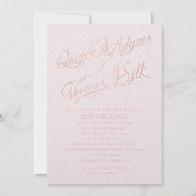 Invitations de mariage rose Gold (Dos)