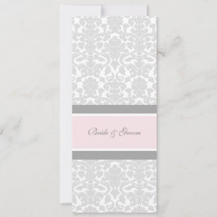 Invitations de mariage rose gris blanc Damas