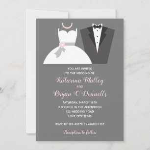 Invitations de mariage rose noir et blanc Tuxedo G