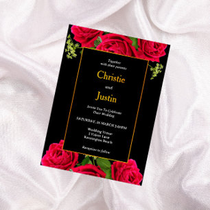 Invitations De Mariage Rose Noir Or Et Bourgogne