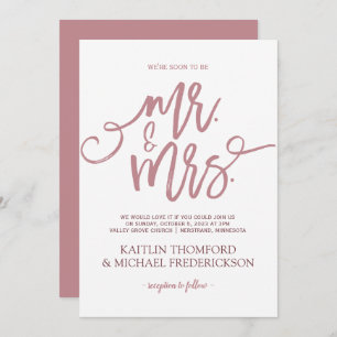 Invitations de mariage Rose poussiéreuses Script