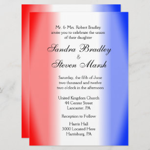 Invitations de mariage rouge blanc et bleu