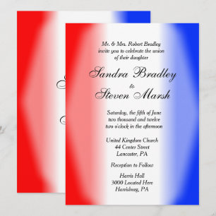 Invitations de mariage rouge blanc et bleu
