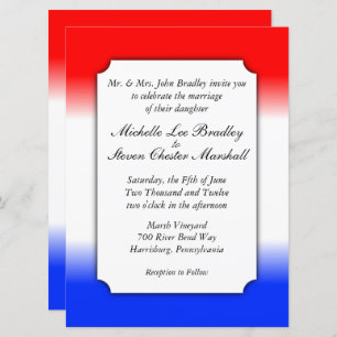 Invitations de mariage rouge blanc et bleu en band