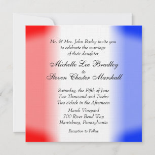 Invitations de mariage rouge blanc et bleu en band