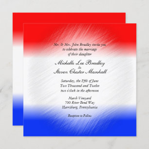 Invitations de mariage rouge blanc et bleu en band