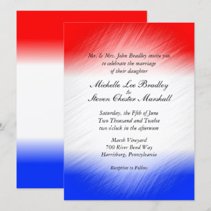 Invitations de mariage rouge blanc et bleu en band