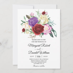 invitations de mariage rouge et violet