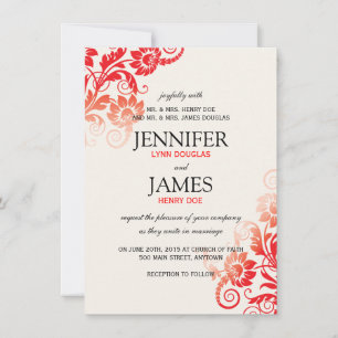Invitations de mariage rouge Ombre classique