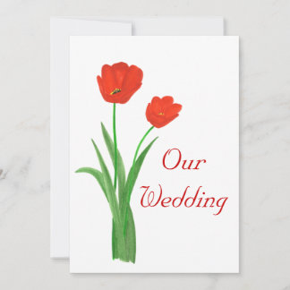 Invitations de mariage rouge, tulipes