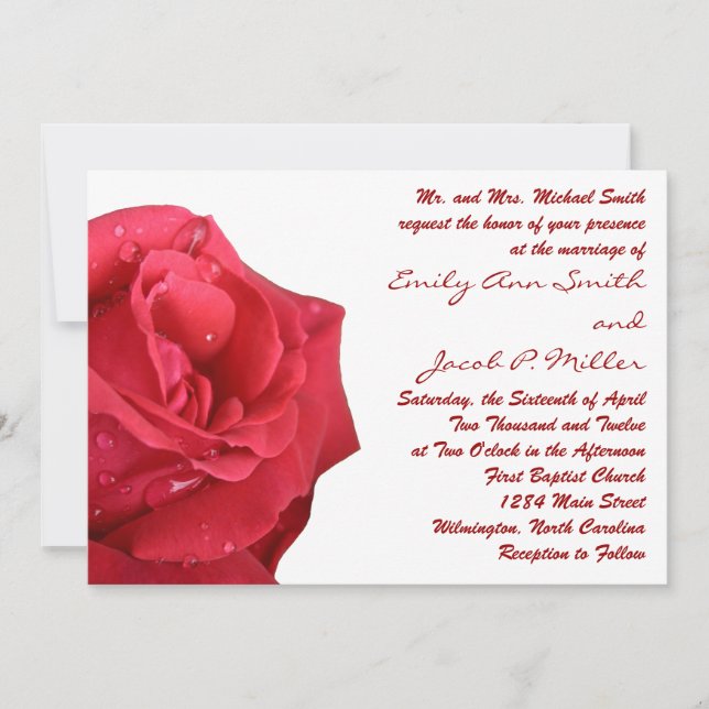 Invitations de mariage rouge vif (Devant)