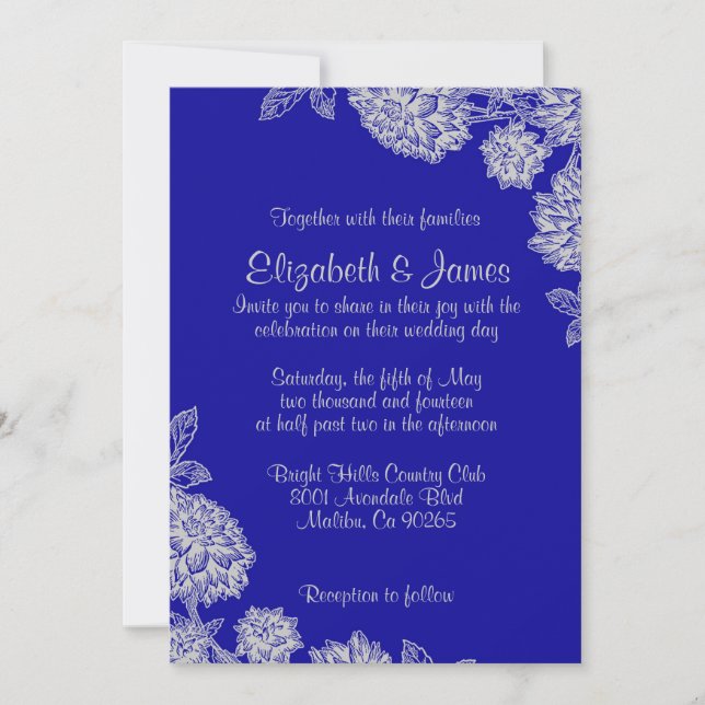 Invitations de mariage royal bleu (Devant)
