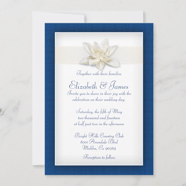 Invitations de mariage royal bleu (Devant)