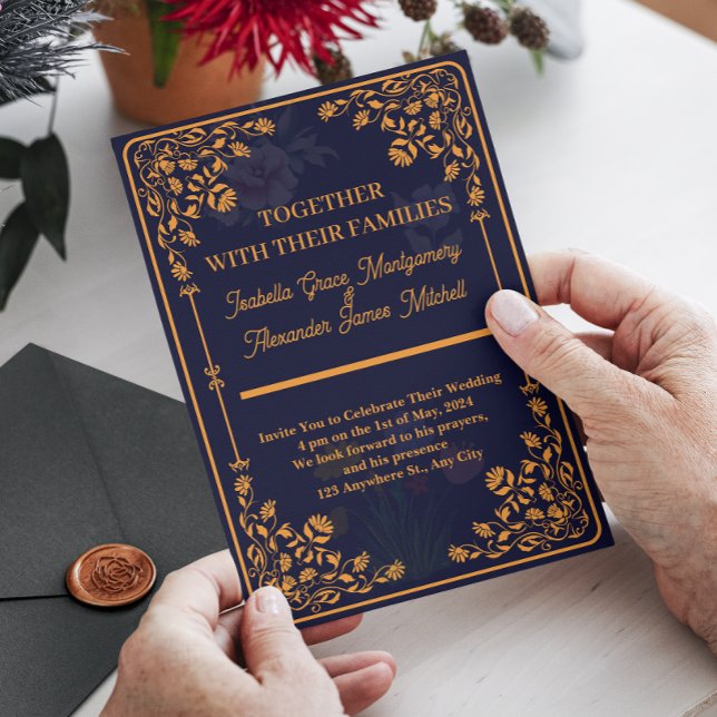 Invitations de mariage Royal Blue et Gold (funny wedding gift, terracotta wedding invitations, Invite Template Set, funny wedding invitations w)