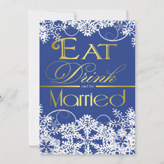 Invitations de mariage Royal Blue & Gold Snowflake