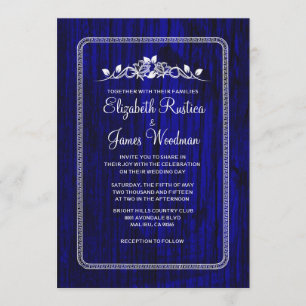 Invitations de mariage Royal Blue Vintage Barn Woo