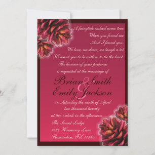 Invitations de mariage rustique à cône de pin rose