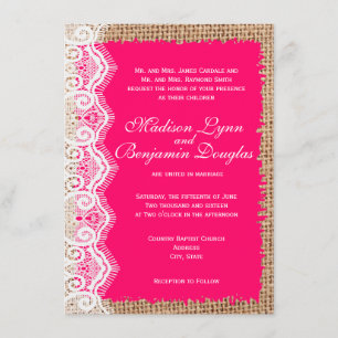 Invitations de mariage rustique à la dentelle de B