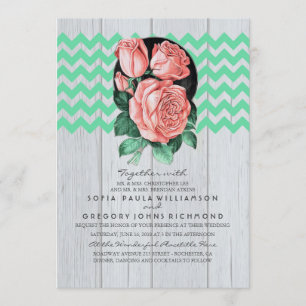 Invitations de mariage rustique à la menthe et ros