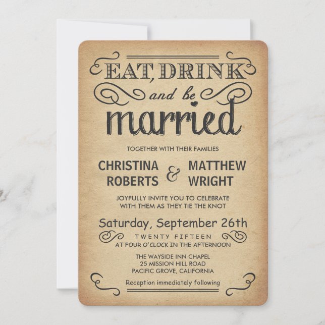 Invitations de mariage rustique à la mode Poster v (Devant)