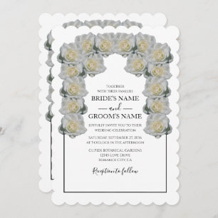 Invitations de mariage rustique blanc Roses