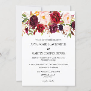 Invitations de mariage rustique, Bourgogne, Bois