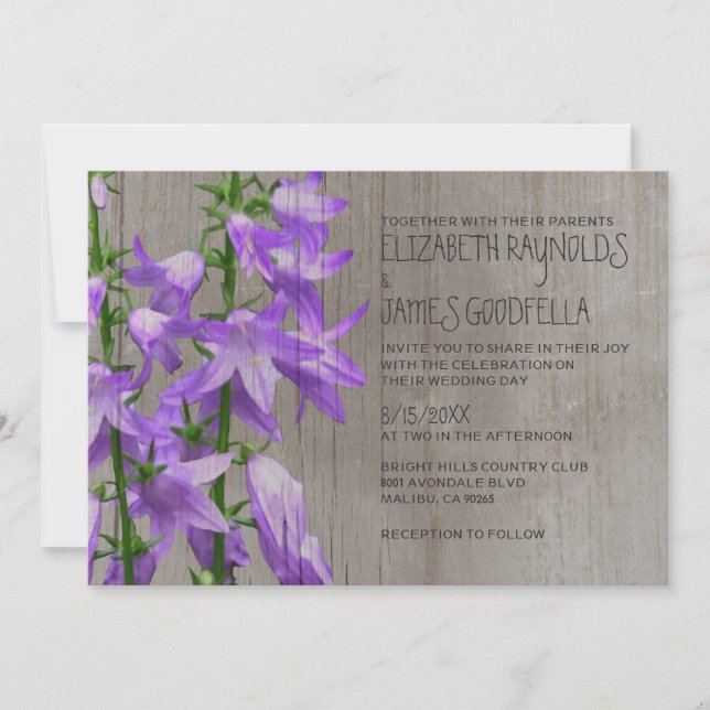 Invitations de mariage rustique Campanula (Devant)
