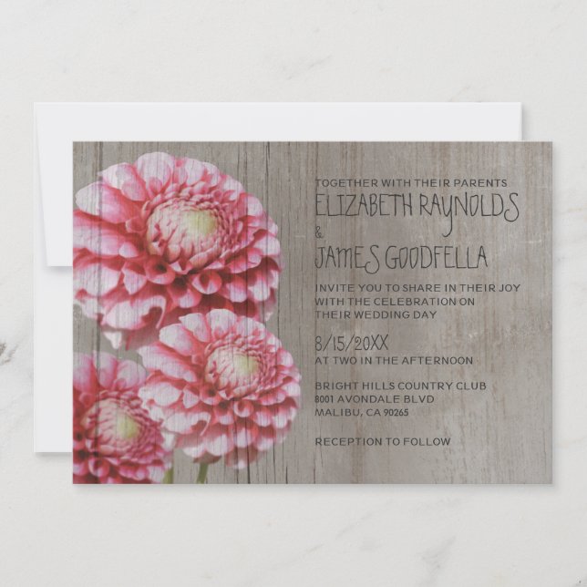 Invitations De Mariage Rustique Dahlia (Devant)