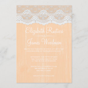 Invitations de mariage rustique de dentelle et de