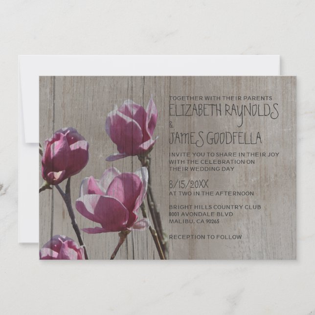 Invitations de mariage rustique de Magnolia (Devant)