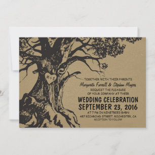 Invitations de mariage rustique de vieux chêne