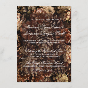 Invitations de mariage rustique du cône de pin