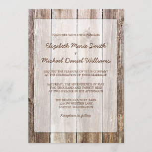 Invitations de mariage rustique en bois de grange